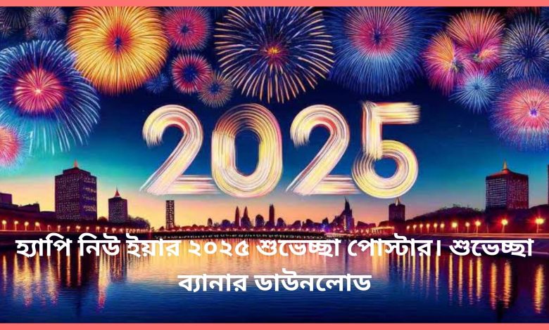 হ্যাপি নিউ ইয়ার ২০২৫ শুভেচ্ছা পোস্টার। শুভেচ্ছা ব্যানার ডাউনলোড